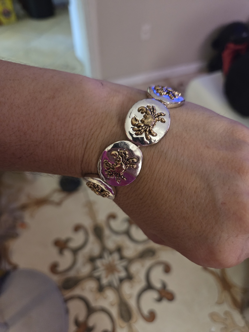 Gold & Silver Tone Crab Bracelet – Coastal Beach Nautical Jewelry